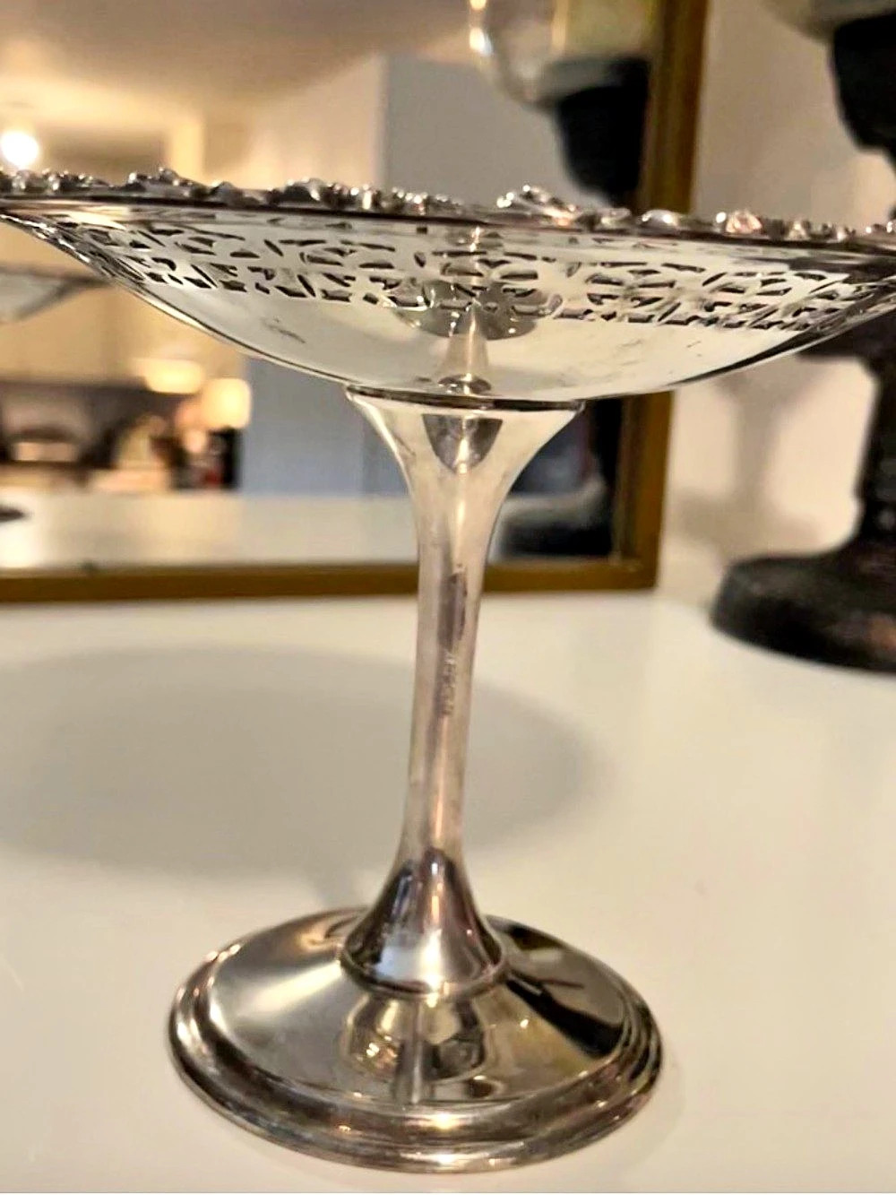 International Silver Co. Ornate Pedestal Serving Dish Silver